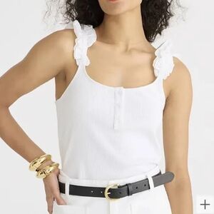 J. Crew Scrunchie-strap‎ henley tank in vintage rib White M